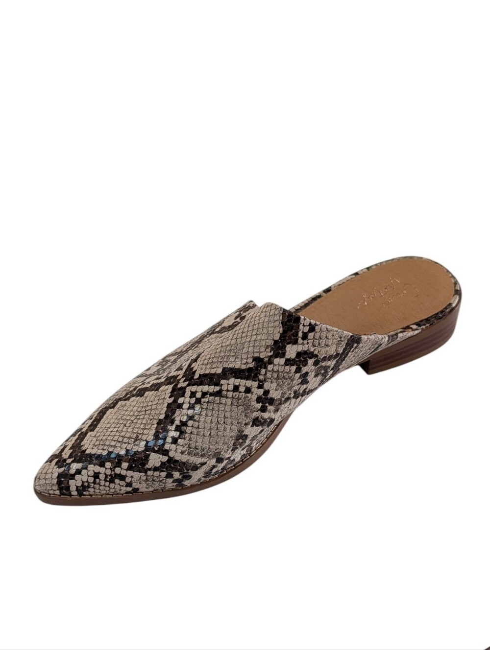 Crown Vintage, Snake Pattern Pointed Toe Mules. Sz 9